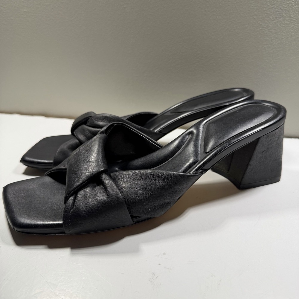 Marc Fisher Black Square Toe Block Heel Mule 9.5 Comfort Insole